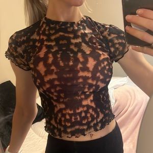 Topshop Brown Patterned TShirt